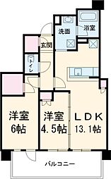 シティタワー国分寺ザ・ツイン　イースト 22階2LDKの間取り