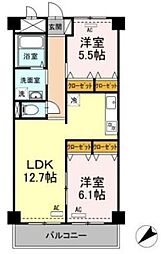 モニュメントスクウェア　弐番館 1階2LDKの間取り
