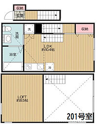 アップライン東府中 2階1LDKの間取り