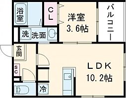 （仮称）太秦西蜂岡町B 301 3階1LDKの間取り
