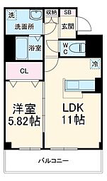グランデュール レイ 2階1LDKの間取り