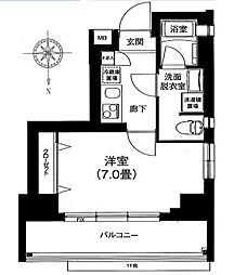 アイルカナーレ多摩川 4階1Kの間取り