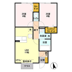 フローレス 1階2LDKの間取り