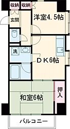 東武伊勢崎線 東向島駅 徒歩9分の賃貸マンション 3階2DKの間取り