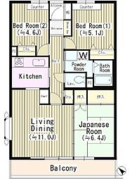グリシーヌ高井戸 1階3LDKの間取り