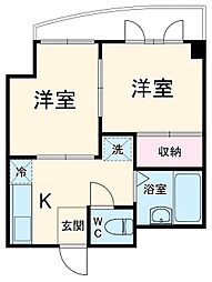 メゾンドマヤ 2階2Kの間取り