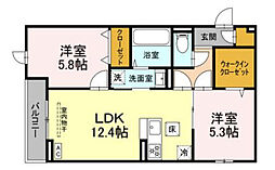 メゾンアーク西新井II 1階2LDKの間取り