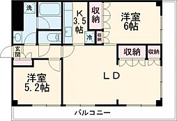 エルグランドレジデンス 2階2LDKの間取り