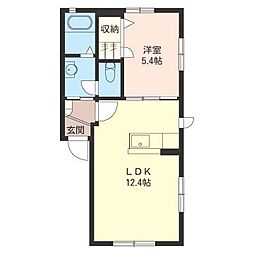 ウィンドワードB 1階1LDKの間取り