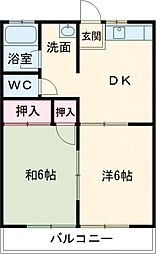 スペースタウン藪塚 2階2DKの間取り