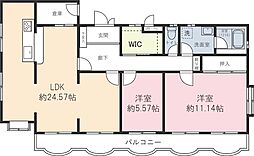 ザ・サウスタウン 4階2LDKの間取り