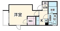 カーサ・コリーナ 1階1Kの間取り