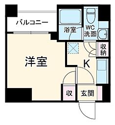 ＳＱＵＡＲＥ　ＣＩＴＹ　ＹＯＫＯＨＡＭＡ　ＮＥＧＩＳＨＩ 601 6階1Kの間取り