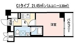 ＳＱＵＡＲＥ　ＣＩＴＹ　ＹＯＫＯＨＡＭＡ　ＮＥＧＩＳＨＩ 7階1Kの間取り