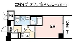 ＳＱＵＡＲＥ　ＣＩＴＹ　ＹＯＫＯＨＡＭＡ　ＮＥＧＩＳＨＩ 6階1Kの間取り