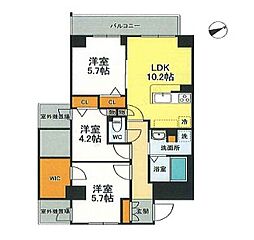 ＬＡＳＡ大崎Ｖ 2階3LDKの間取り