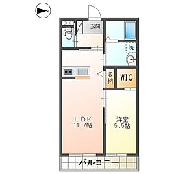 仮称）小田原市田島マンション新築工事 3階1LDKの間取り