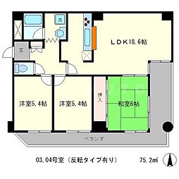 シャリマー五条 4階3LDKの間取り