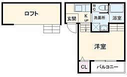 ディアマンテ 1階1Kの間取り