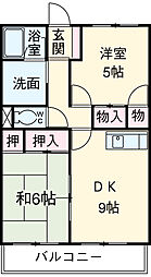 ラフォーレ甚目寺 5階2DKの間取り