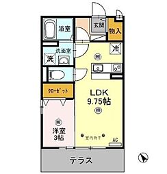 パストラル　Ａ／Ｂ 1階1LDKの間取り