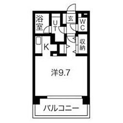 アブレスト原 8階1Kの間取り