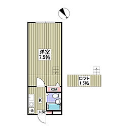 マロンハイツ三郷 1階1Kの間取り