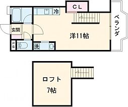 エクセレント竜安寺 3階ワンルームの間取り