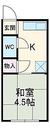 真弓ビル 1Kの間取図画像