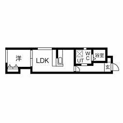 名古屋市営東山線 本陣駅 徒歩10分の賃貸マンション 2階1LDKの間取り