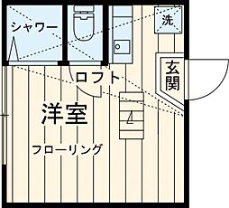 フェリスビアンコ 103 1階ワンルームの間取り
