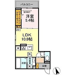 オーガスタハイツ 3階1LDKの間取り