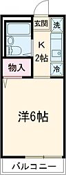 ロイヤルハイツII 2階1Kの間取り