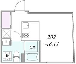 ｔｒｉａｓ441 202 2階ワンルームの間取り