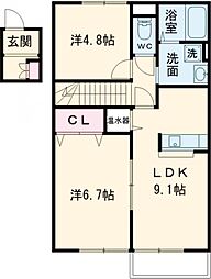 アペレース吉祥寺 2階2DKの間取り