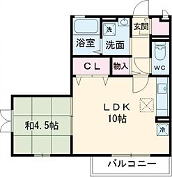 プランドール 1階1LDKの間取り