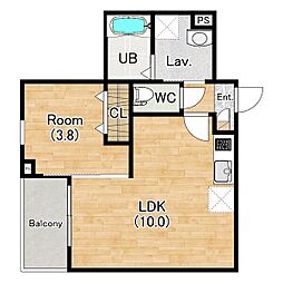 ジーメゾン北名古屋徳重ミソーレ 205 2階1LDKの間取り