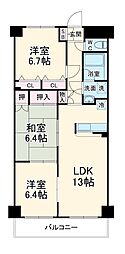 フレア浦安 2階3LDKの間取り
