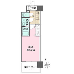リヴェント玉造 1Kの間取図画像