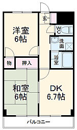 サンロードワラビ 2DKの間取図画像