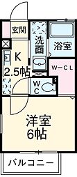 JR総武線 津田沼駅 徒歩16分の賃貸アパート 2階1Kの間取り