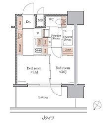 ジオエント梅田北リバーフロント 2Kの間取図画像
