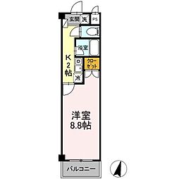 タイムD2 1Kの間取図画像