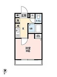 レジダリア新井宿 201 2階1Kの間取り