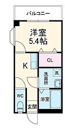 サンライズマンション 1階1DKの間取り