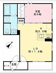 Domir Ebara 1LDKの間取図画像