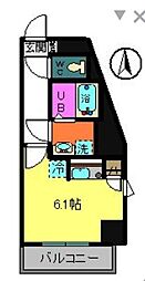 プレデンシャル千人町 ワンルームの間取図画像