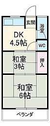 向陽ハイツ 2Kの間取図画像