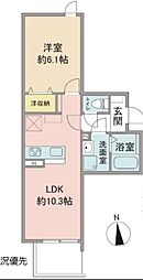 府中市白糸台4丁目マンション 1LDKの間取図画像