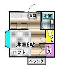ロックウェル汐見丘 1Kの間取図画像